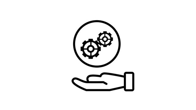 A white hand gently holds two interlocking gears on a bright white background to symbolize technical support or manual mechanical assistance