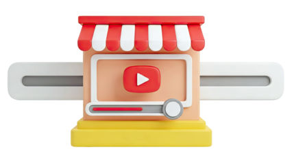 3D Render of YouTube Store with Play Button