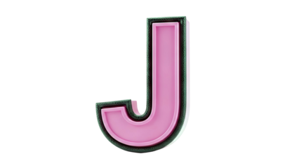 3D Pink Letter J with Black Outline