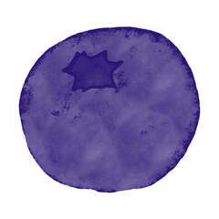 果物のかわいい手描きイラスト。水彩で描かれた一粒のブルーベリー