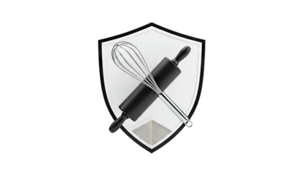 Baking Utensils on a Shield Emblem