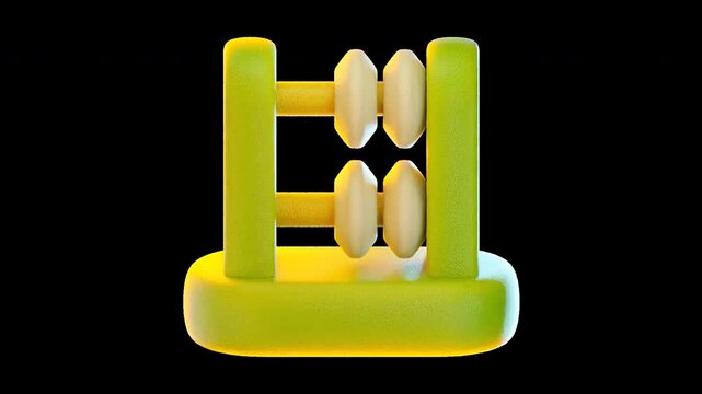3D Animation Abacus in Cute Cartoon Style, with Transparent Background, perfect for education, mathematics, and calculating tools design projects