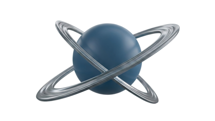 Blue planet with metallic rings