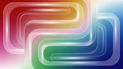 Abstract colorful geometric shapes on a gradient background.