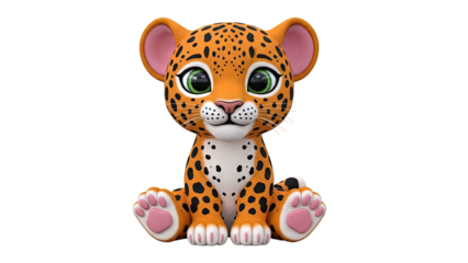 Cute cartoon jaguar cub sitting