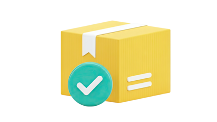 Yellow Package with Checkmark Icon