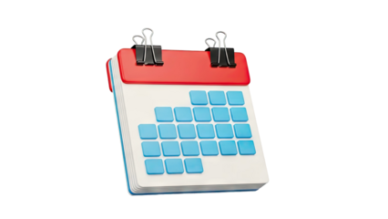3D Calendar Icon with Binder Clips