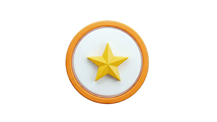 Obraz premium 3D Rendered Yellow Star Icon on White and Orange Background