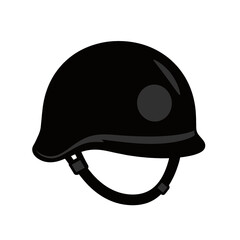 Black helmet vector icon with visor.