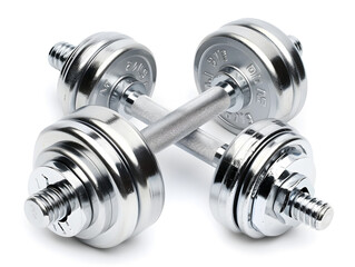 Four chrome dumbbells arranged in an X shape