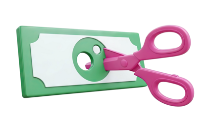 Scissors cutting a dollar bill