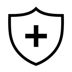 Obraz premium Shield icon with cross symbol inside.
