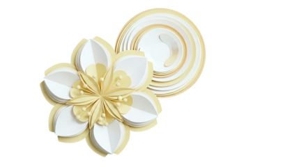 3D Rendered Paper Flower with Swirl Element