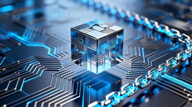 Circuit board with cube and chain