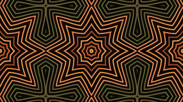 Abstract neon colorful kaleidoscope geometric lines pattern loop animation. visual vibrant.