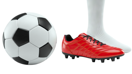 Soccer Ball, Red Cleats, and White Sock