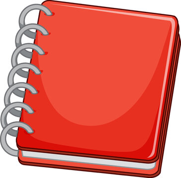 Red Spiral Notebook Vector Illustration Isolated on White Background