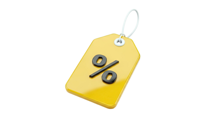 Yellow price tag with percentage symbol