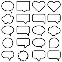 Collection of speech bubbles and shapes isolated on transparent background