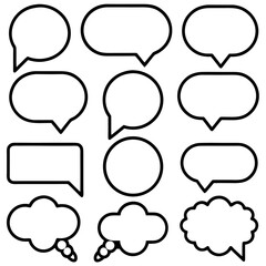 Collection of speech bubbles isolated on transparent background