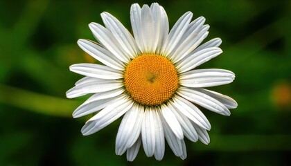 Fototapeta premium Close-up of a vibrant daisy flower with white petals and yellow center.