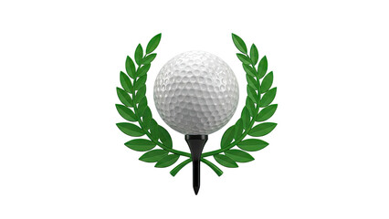 Fototapeta premium Golf ball on tee with laurel wreath