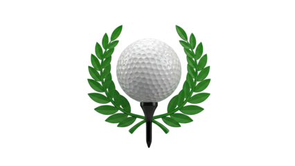 Golf ball on tee with laurel wreath