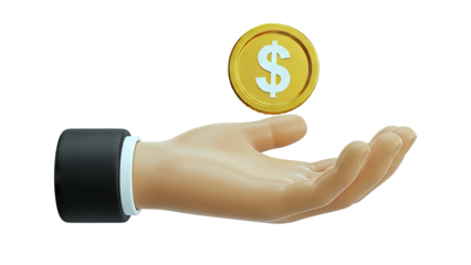 Hand Holding Golden Dollar Coin