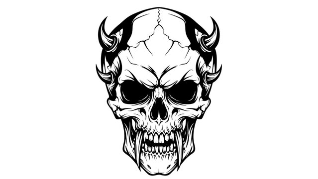devil skull with horns