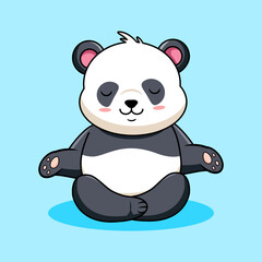 Fototapeta premium Cute Panda Meditating Peacefully Vector Illustration Cartoon Design