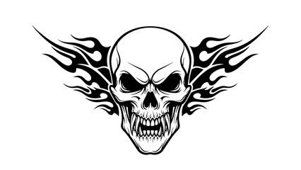 Obraz premium skull with flames wings, skull illustration
