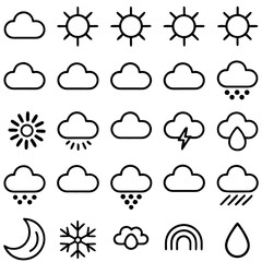 Weather icons collection isolated on transparent background