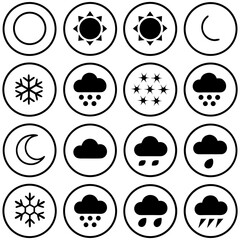 Weather icons isolated on transparent background