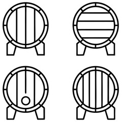 Set of barrel icons isolated on transparent background