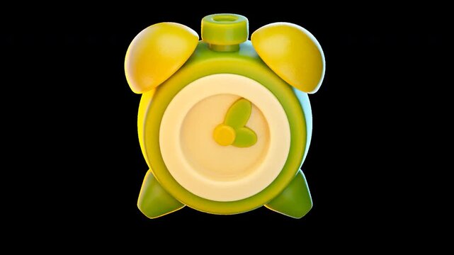 3D Animation Alarm in Cute Cartoon Style, with Transparent Background, perfect for time, wake up early, and reminders design projects