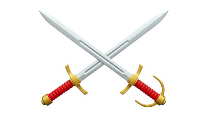 Crossed Swords with Red and Gold Handles