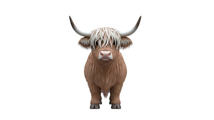 Highland Cow with Shaggy Hair and Long Horns