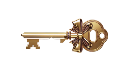 Golden Key with Bow Decoration