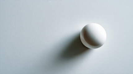 Single white sphere casting soft shadow on clean white background, minimal and calm composition