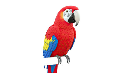 Fototapeta premium Scarlet Macaw Parrot Figurine on White Background