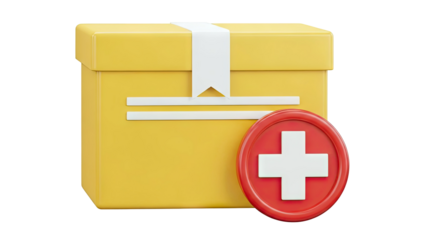 Yellow Box with Medical Cross Icon