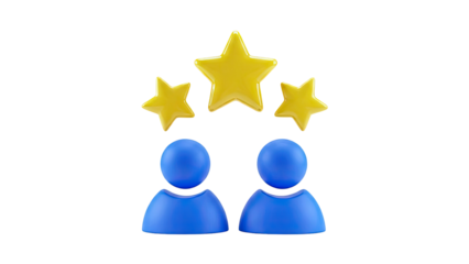 3D Rendering of Two Blue Person Icons with Yellow Stars