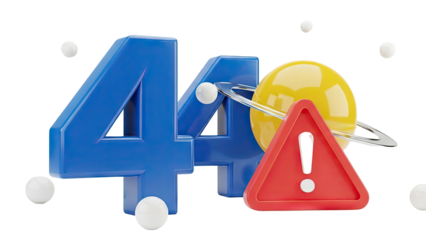 3D "404 Not Found" Error with Planet and Warning Sign