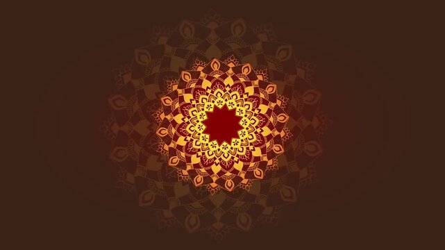 Abstract orange fractal mandala with circles and bright psychedelic patterns