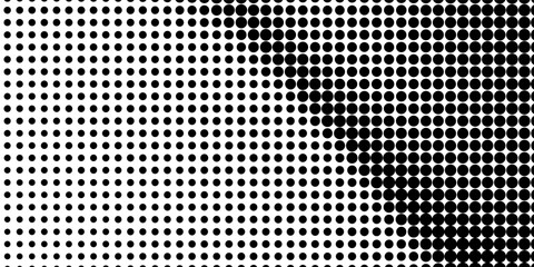 Grunge halftone gradient background. Faded grit noise texture. White and black sand wallpaper. Retro pixelated backdrop.