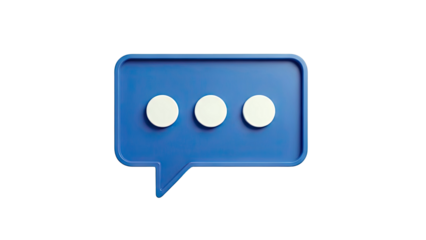 Blue speech bubble with three white dots