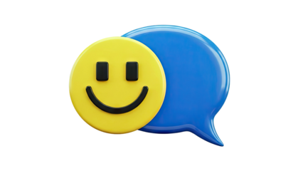 3D Smiley Face with Blue Speech Bubble