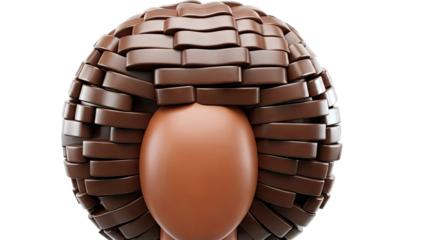 Abstract 3D rendering of a brown spherical hairstyle