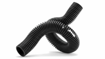 Industrial Flexible Rubber Hose Pipe Isolated on White