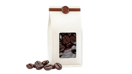 Coffee Bag with Window and Scattered Beans